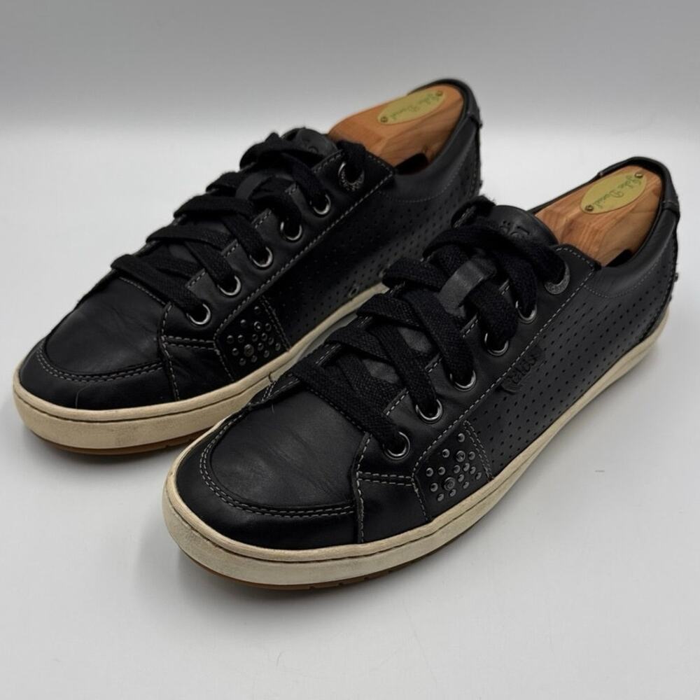 Taos Freedom Black Leather Studded Comfort Sneaker 8.5 Soft Grunge Steampunk EUC
